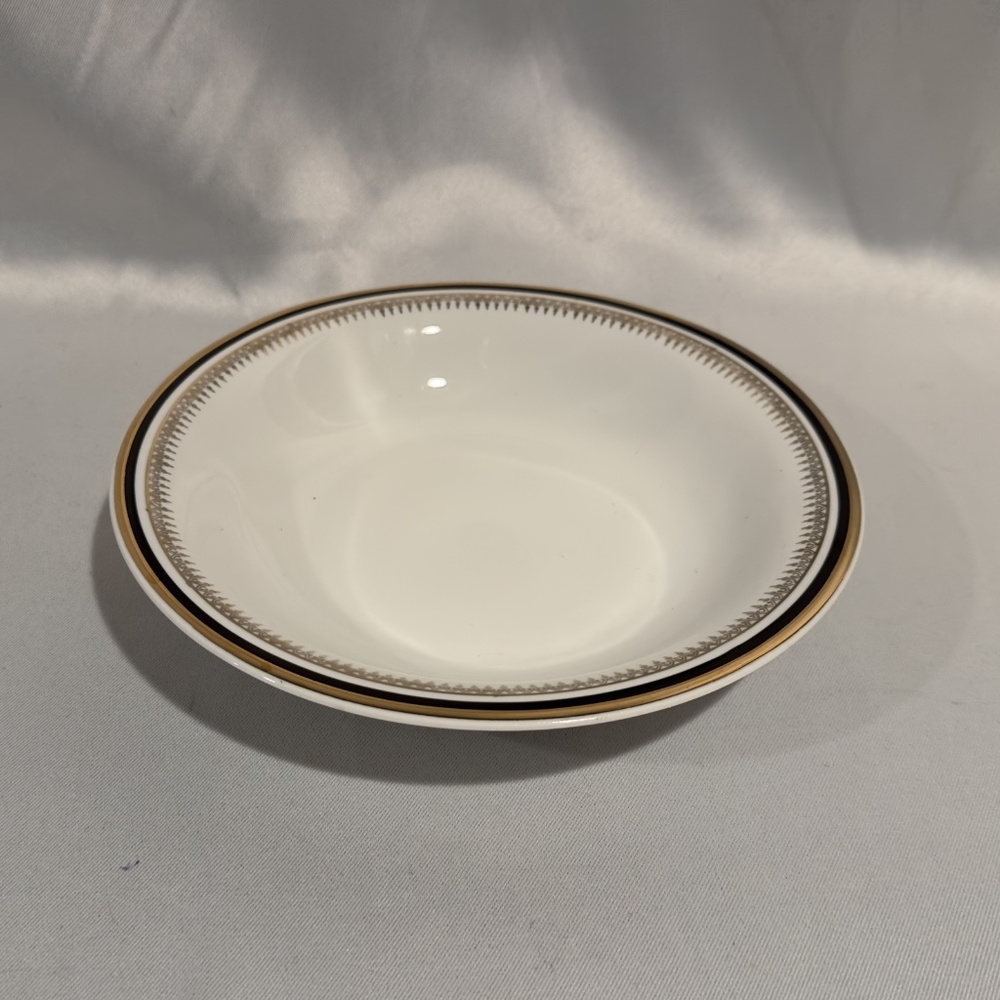 Chodziez Poland Porcelain Soup Bowl Black Gold Band Filigree